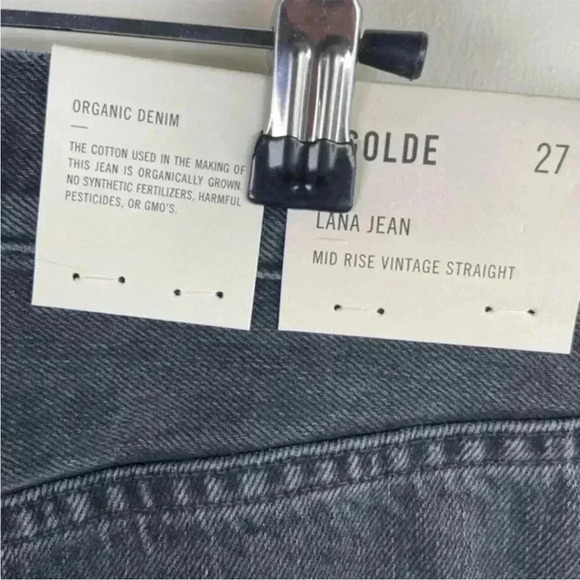 AGOLDE Black Lana Mid Rise Distressed Straight Leg Jean - Picture 11 of 12